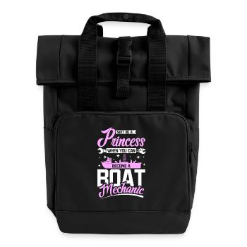 Princess women boat mechanic - Roll Top Backpack with Two Handles - black - Front