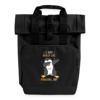 Pinguin Liebe Pinguin Spruch - Rolltop Rucksack mit zwei Griffen - Schwarz - Vorne
