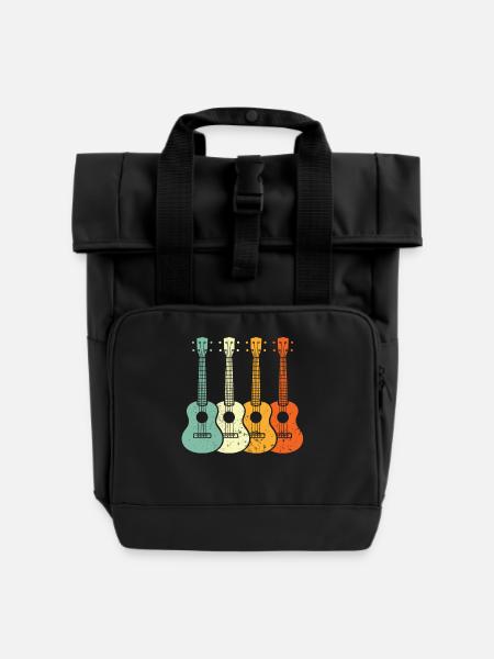 Ukulele - Rolltop Rucksack mit zwei Griffen - Schwarz