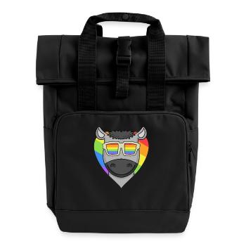 LGBT Animal Donkey Rainbow Heart - Sac à dos Roll Top à deux anses - noir - Devant