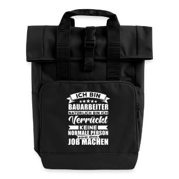 Bauarbeiter Baustelle - Rolltop Rucksack mit zwei Griffen - Schwarz - Vorne