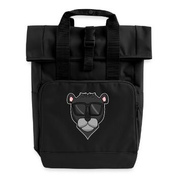Schwarzer Panther mit Sonnenbrille - Rolltop Rucksack mit zwei Griffen - Schwarz - Vorne