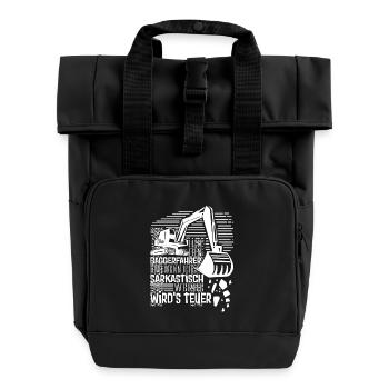 Baggerführer Sarkastisch werden Bagger - Rolltop Rucksack mit zwei Griffen - Schwarz - Vorne