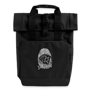 Double Head Fingerprint DNA Card Game - Roll Top Backpack with Two Handles - black - Front