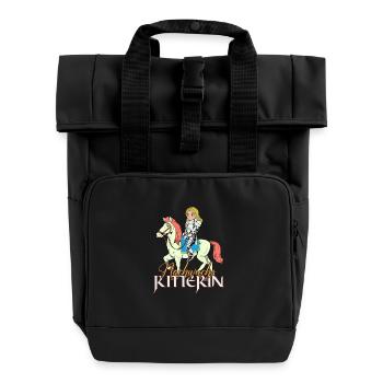 Ritter Mädchen - Nachwuchs Ritterin - Rolltop Rucksack mit zwei Griffen - Schwarz - Vorne