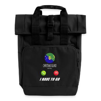 Christmas Island calls lusiger flags saying - Roll Top Backpack with Two Handles - black - Front