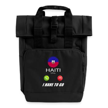 Haiti calls lusiger flags slogan - Roll Top Backpack with Two Handles - black - Front