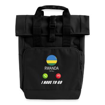 Rwanda ruft an Lusiger Flaggen Spruch - Rolltop Rucksack mit zwei Griffen - Schwarz - Vorne