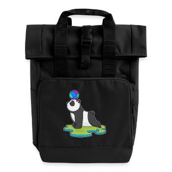 Panda Yoga Fitness Gymnastik - Rolltop Rucksack mit zwei Griffen - Schwarz - Vorne