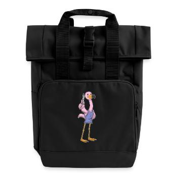 Flamingo Friseur Schere - Rolltop Rucksack mit zwei Griffen - Schwarz - Vorne