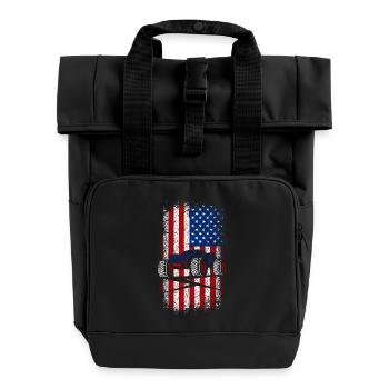 Usa American flag Rc car racer - Roll Top Backpack with Two Handles - black - Front