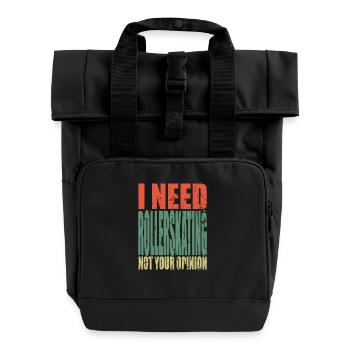 Rollerskating Spruch lustig - Rolltop Rucksack mit zwei Griffen - Schwarz - Vorne