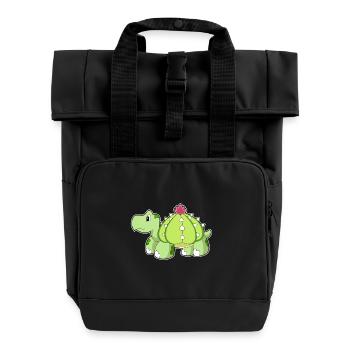 Turtle Cactus - Roll Top Backpack with Two Handles - black - Front