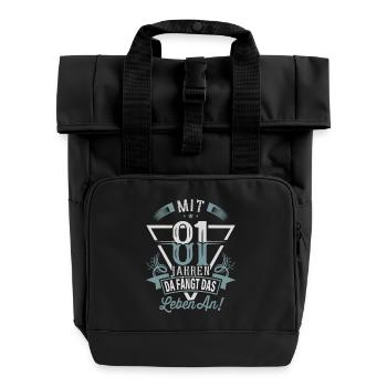 81. Geburtstag Da Fängt Das Leben An - Rolltop Rucksack mit zwei Griffen - Schwarz - Vorne