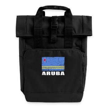 Aruba Flag Grunge Aruba Flag - Roll Top Backpack with Two Handles - black - Front