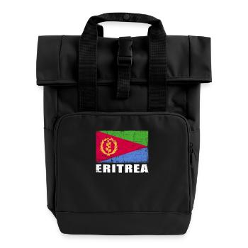 Eritrea Flagge Grunge Eritrea Fahne - Rolltop Rucksack mit zwei Griffen - Schwarz - Vorne