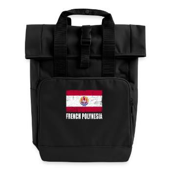 Französisch Polynesien Flagge - Rolltop Rucksack mit zwei Griffen - Schwarz - Vorne