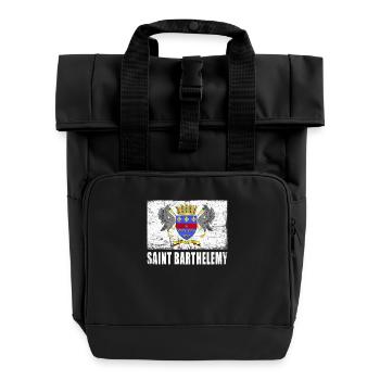 Saint Barthélemy Flag - Roll Top Backpack with Two Handles - black - Front