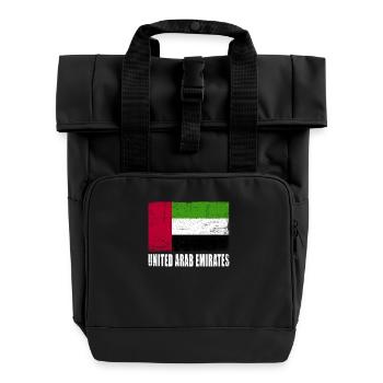 United Arab Emirates Flag - Roll Top Backpack with Two Handles - black - Front
