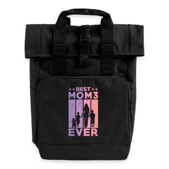 Beste Mutter Aller Zeiten Retro Drei Kinder Beste - Rolltop Rucksack mit zwei Griffen - Schwarz - Vorne