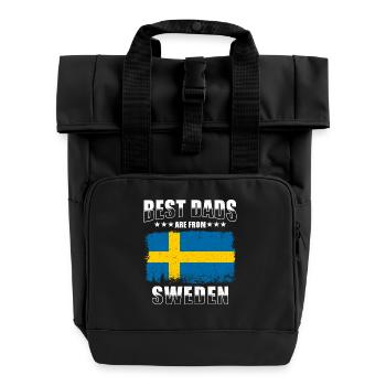 Swedish Father Sweden Papa - Roll Top Backpack with Two Handles - black - Front