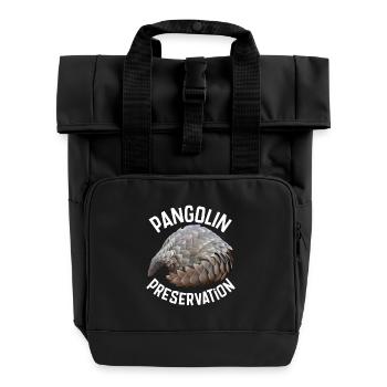 Pangolin Preservation - Roll Top Backpack with Two Handles - black - Front