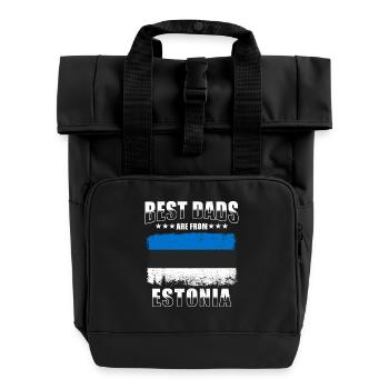 Estonian father Estonia Papa - Roll Top Backpack with Two Handles - black - Front
