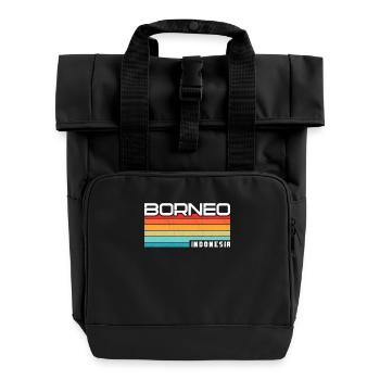 Vintage Urlaub Reise Borneo Indonesien Asien - Rolltop Rucksack mit zwei Griffen - Schwarz - Vorne