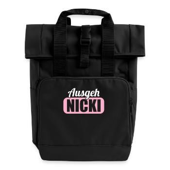 DDR Ostdeutschland Osten Ossi Ausgeh Nicki - Rolltop Rucksack mit zwei Griffen - Schwarz - Vorne
