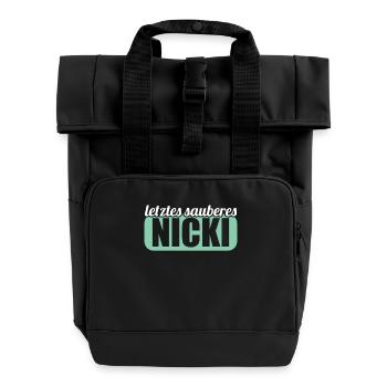 DDR Osten Ossi Letztes sauberes Nicki - Rolltop Rucksack mit zwei Griffen - Schwarz - Vorne