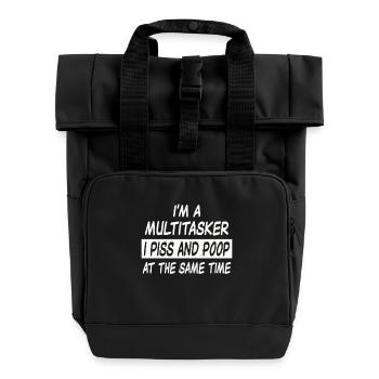 Multitasker piss and poop - Rolltop Rucksack mit zwei Griffen - Schwarz - Vorne