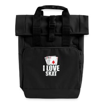 I Love Skat Kartenspiel Reizen Spielkarten - Rolltop Rucksack mit zwei Griffen - Schwarz - Vorne