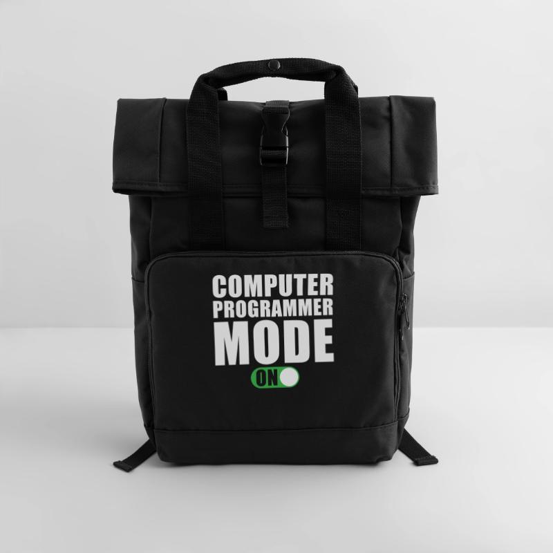 Computer Programmer Mode On Roll Top Backpack with Two Handles