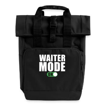 Kellner Modus Ein Bedienung Restaurant - Rolltop Rucksack mit zwei Griffen - Schwarz - Vorne