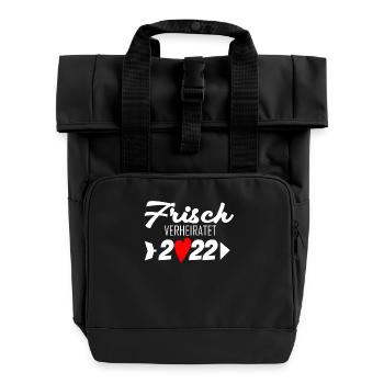 Frisch verheiratet 2022 - Rolltop Rucksack mit zwei Griffen - Schwarz - Vorne