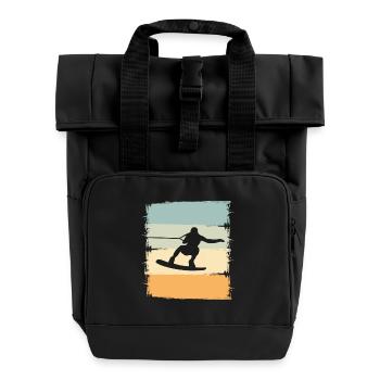 Wakeskaten Wakeskating Wakeskater Wakeboard - Sac à dos Roll Top à deux anses - noir - Devant