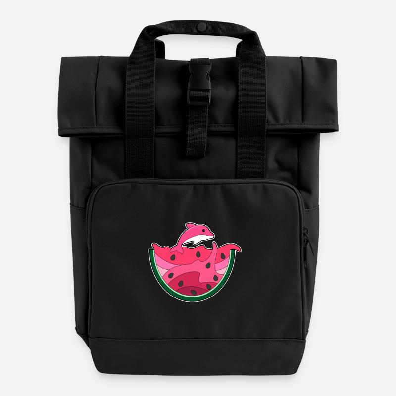 Dauphin à la pastèque - Sac à dos Roll Top à deux anses - noir