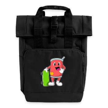 Dose Skater Skateboard - Rolltop Rucksack mit zwei Griffen - Schwarz - Vorne