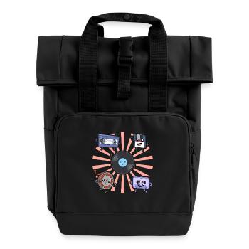 Record and Friends - Never Forget - Roll Top Backpack with Two Handles - black - Front