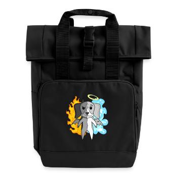 Dog Beagle - Angel and Devil - Roll Top Backpack with Two Handles - black - Front