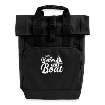 Life is better on a Boat Segeln Boot Sport - Rolltop Rucksack mit zwei Griffen - Schwarz - Vorne