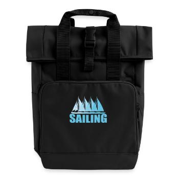 Sailing Segeln Boot Wassersport Wind - Rolltop Rucksack mit zwei Griffen - Schwarz - Vorne