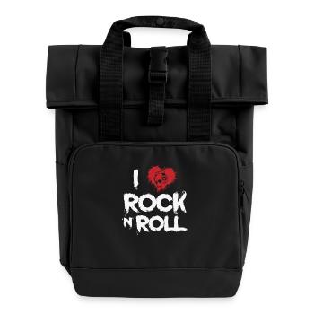 I Love Rock n Roll Musikstil Genre Gitarre - Rolltop Rucksack mit zwei Griffen - Schwarz - Vorne