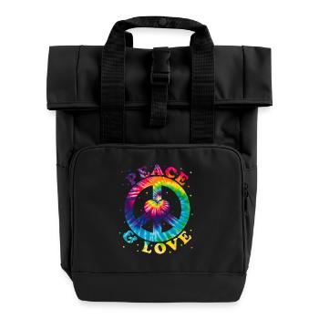 Peace Love Hippie - Roll Top Backpack with Two Handles - black - Front