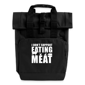 Vegan vegetarian avoids meat - Roll Top Backpack with Two Handles - black - Front