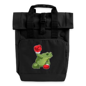 Frosch Boxer Boxhandschuhe Boxen - Rolltop Rucksack mit zwei Griffen - Schwarz - Vorne