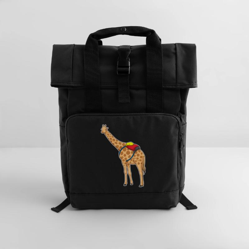 Giraffe Backpack Roll Top Backpack with Two Handles