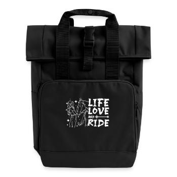 Life love and ride a horse - Roll Top Backpack with Two Handles - black - Front
