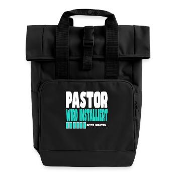 Pastor wird installiert - Rolltop Rucksack mit zwei Griffen - Schwarz - Vorne