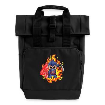 4th Birthday Boy 4 years old Ninja - Roll Top Backpack with Two Handles - black - Front